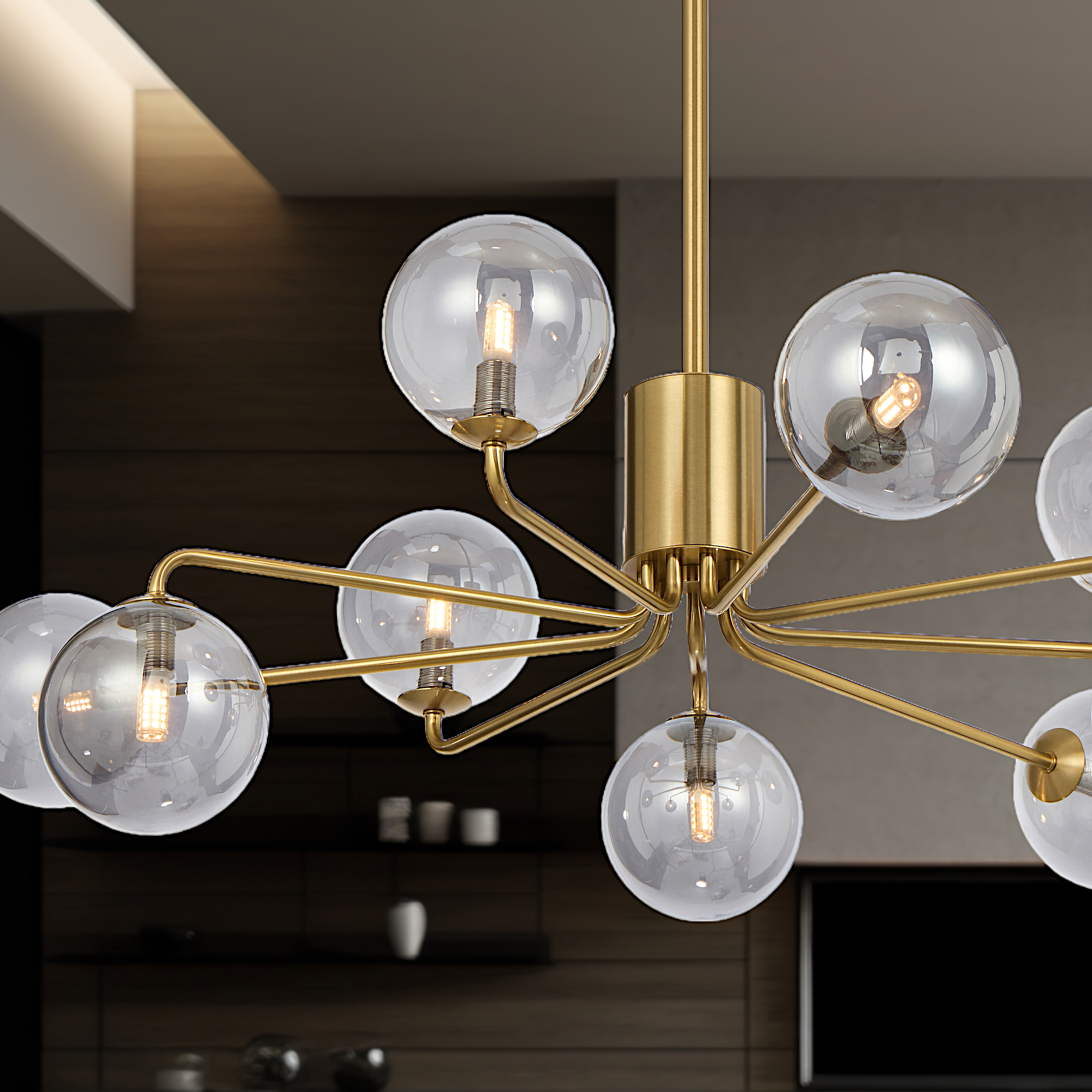 Felton 9 Light Pendant Antique Gold & Smoke - FELTON PE09AGSM