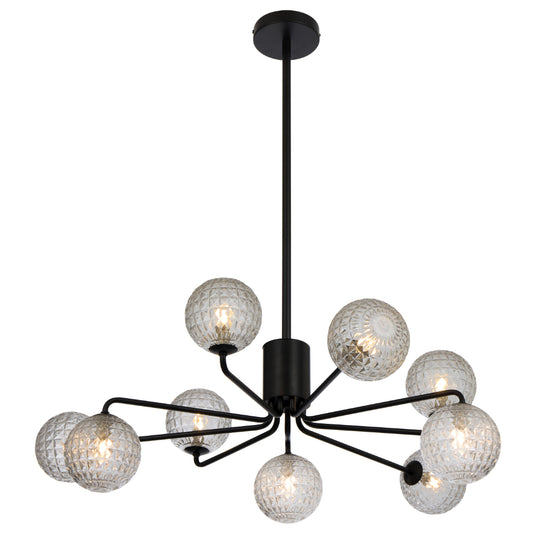 Felton 9 Light Pendant Black & Clear - FELTON PE09BKCLP