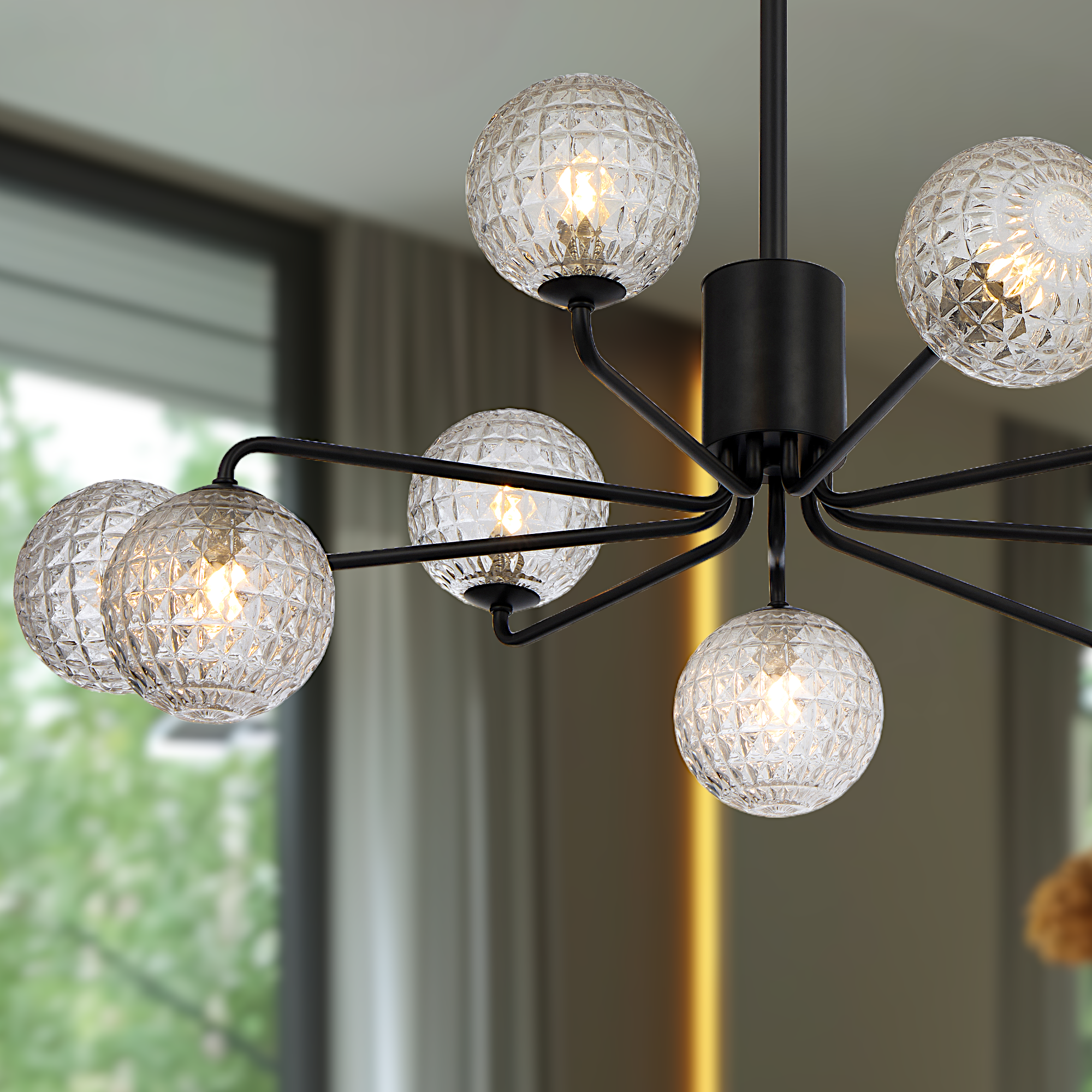 Felton 9 Light Pendant Black & Clear - FELTON PE09BKCLP