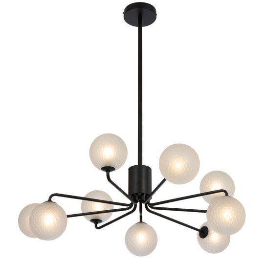 Felton 9 Light Pendant Black & Frost - FELTON PE09BKFRT