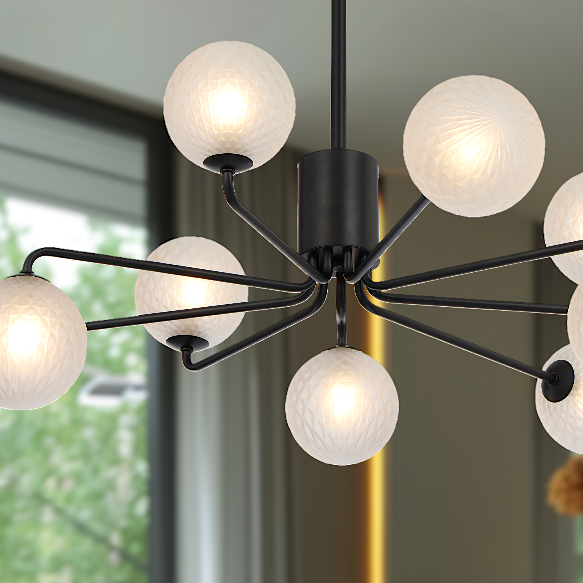 Felton 9 Light Pendant Black & Frost - FELTON PE09BKFRT