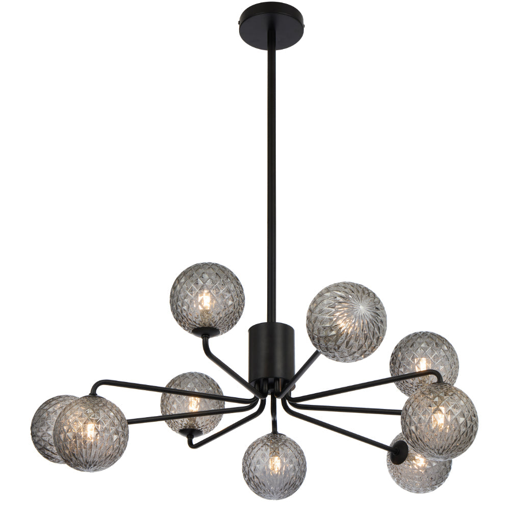 Felton 9 Light Pendant Black & Smoke Tear - FELTON PE09BKSMT