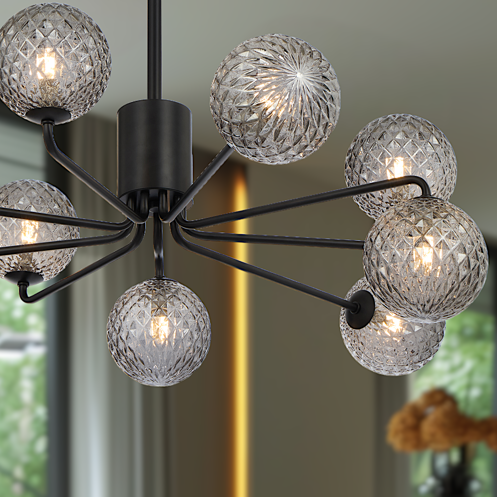 Felton 9 Light Pendant Black & Smoke Tear - FELTON PE09BKSMT