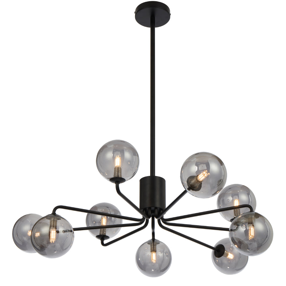 Felton 9 Light Pendant Black & Smoke - FELTON PE09BKSM