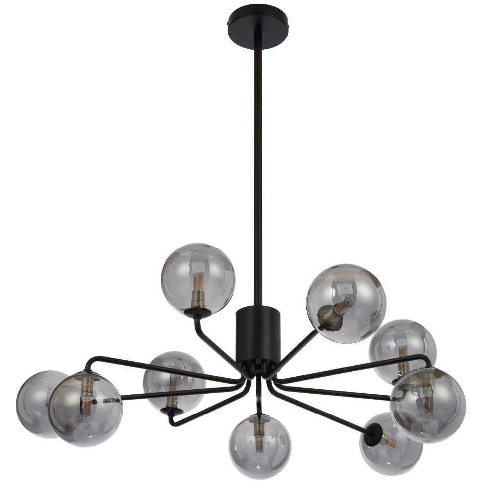 Felton 9 Light Pendant Black & Smoke - FELTON PE09BKSM