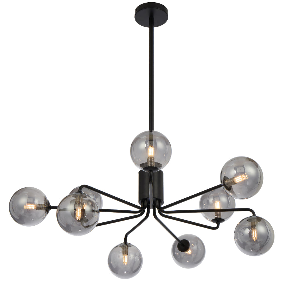 Felton 9 Light Pendant Black & Smoke - FELTON PE09BKSM