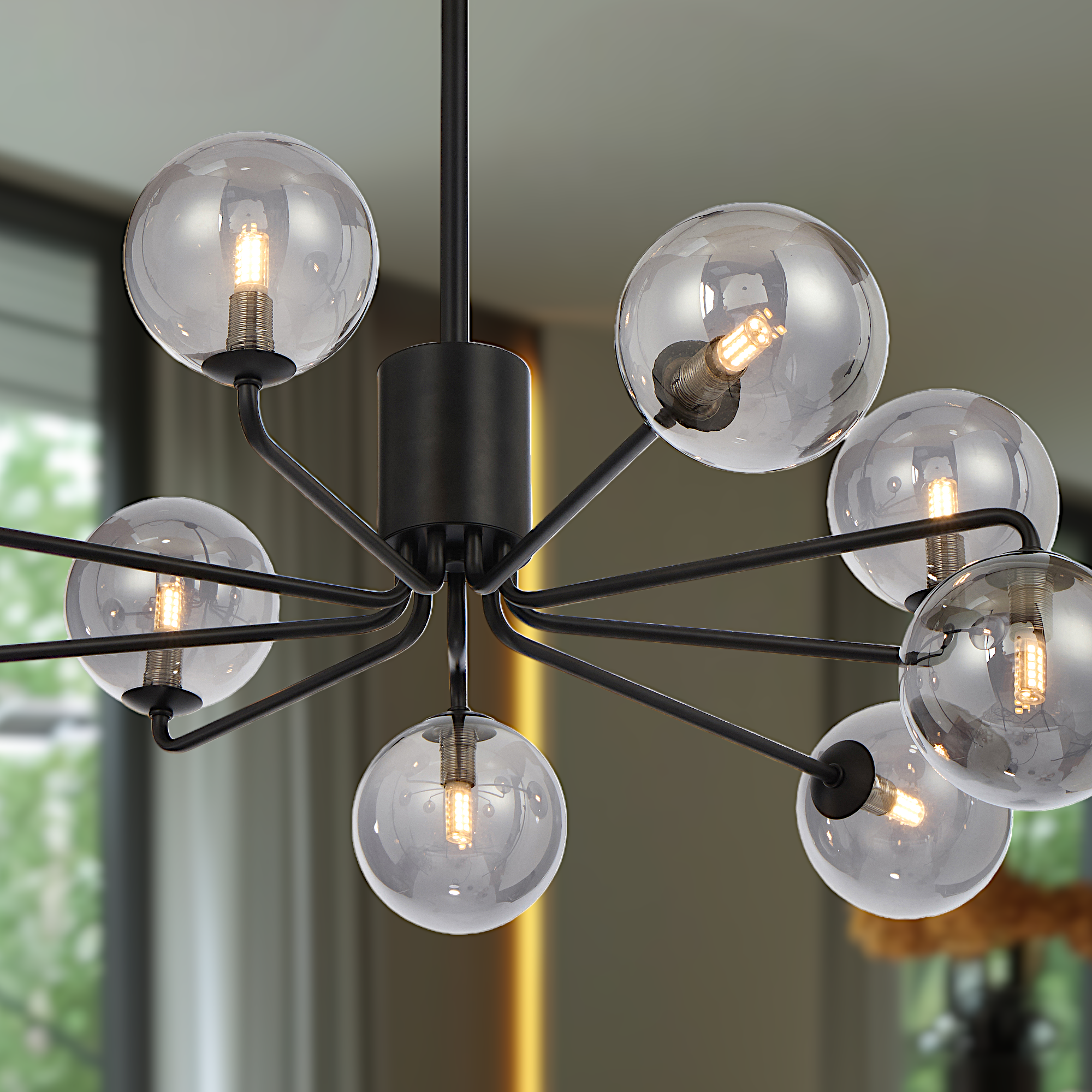 Felton 9 Light Pendant Black & Smoke - FELTON PE09BKSM