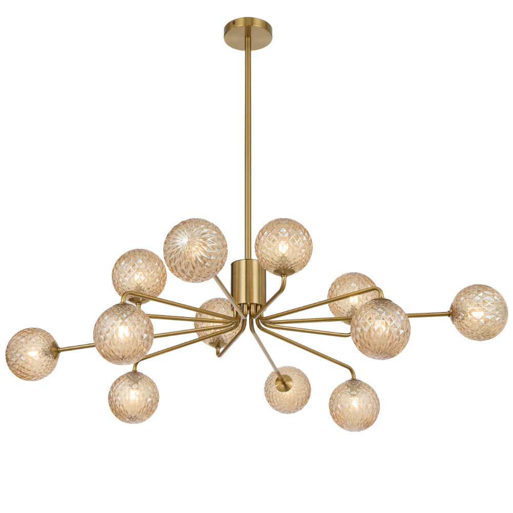 Felton 12 Light Pendant Antique Gold & Amber - FELTON PE12AGAMT