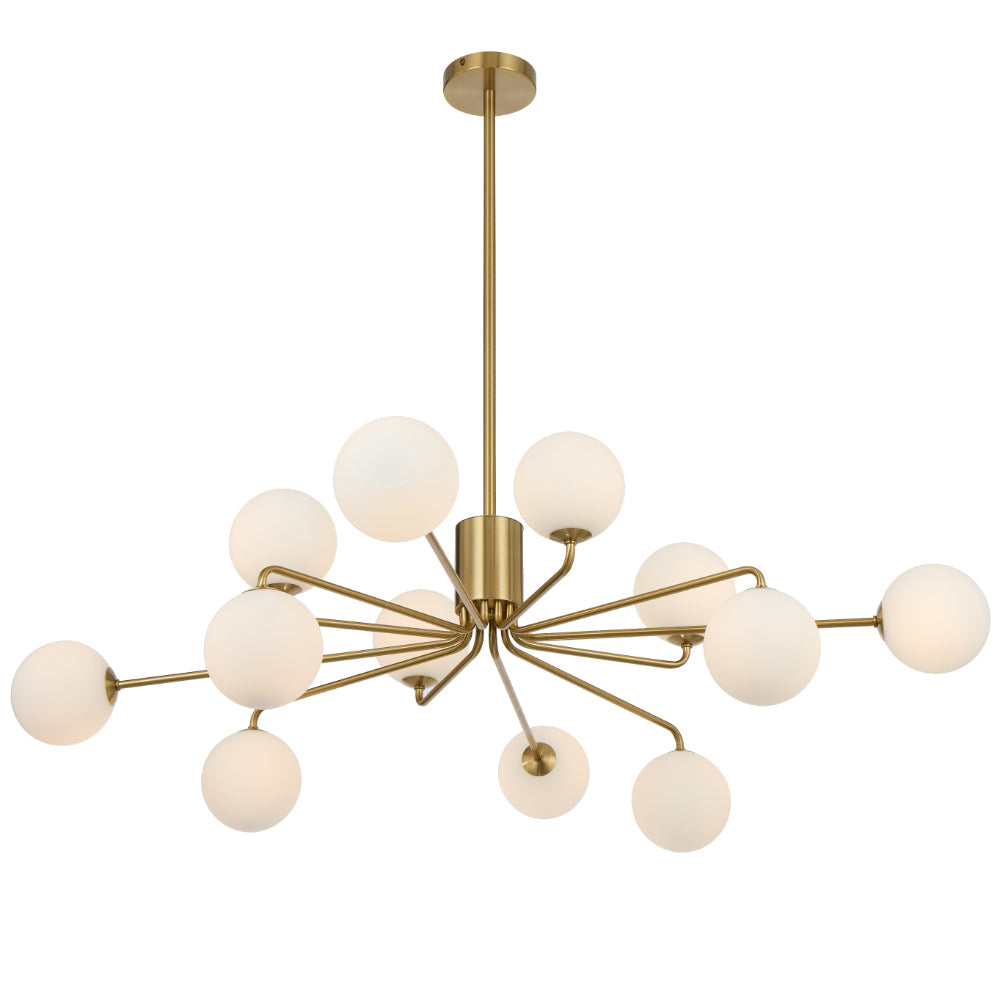 Felton 12 Light Pendant Antique Gold & Opal Matt - FELTON PE12AGOM