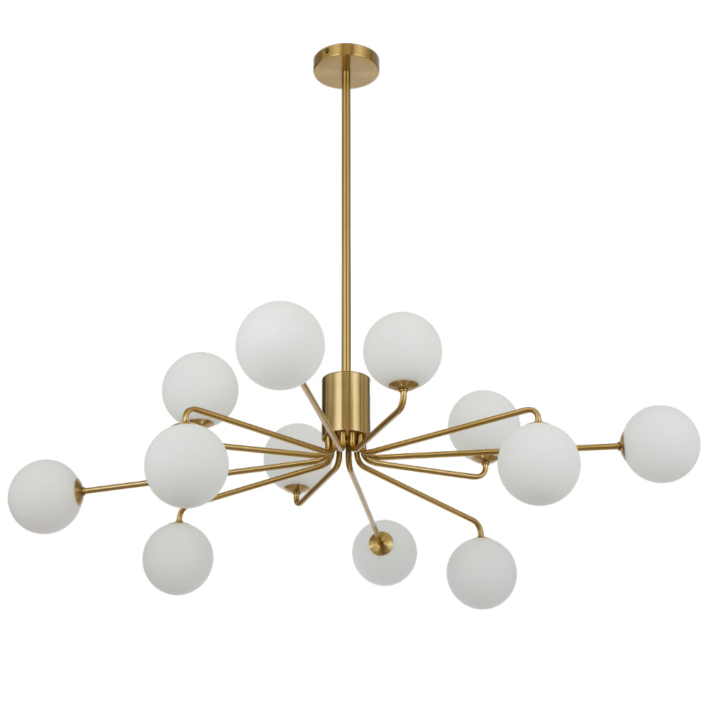 Felton 12 Light Pendant Antique Gold & Opal Matt - FELTON PE12AGOM