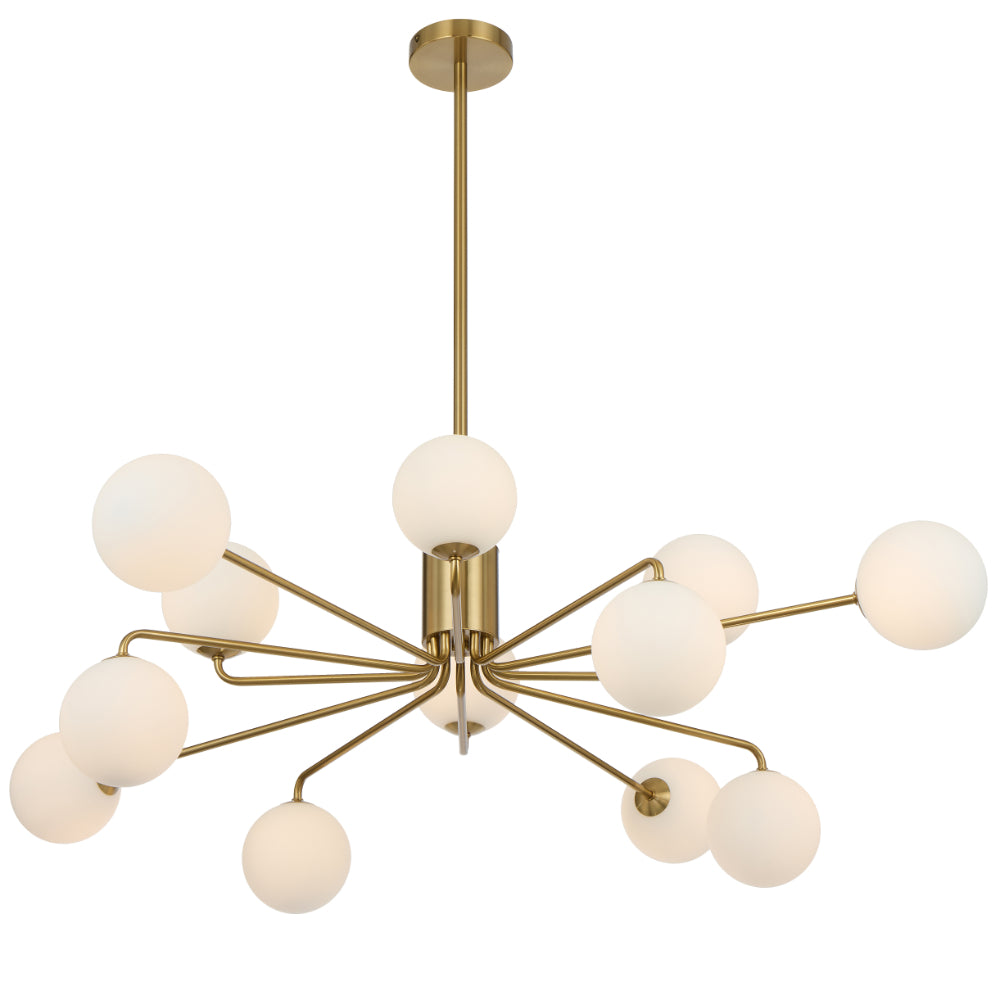 Felton 12 Light Pendant Antique Gold & Opal Matt - FELTON PE12AGOM