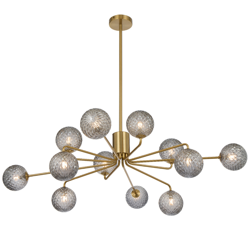 Felton 12 Light Pendant Antique Gold & Smoke Tear - FELTON PE12AGSMT