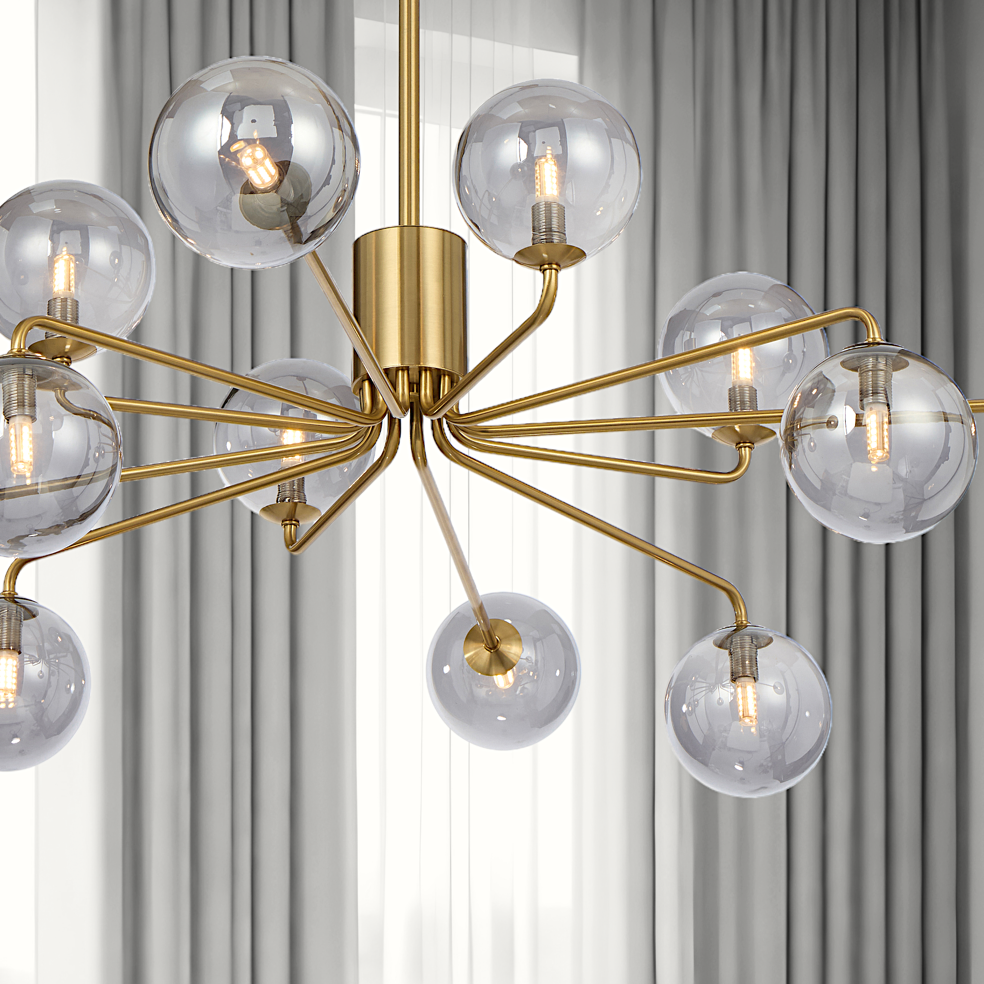Felton 12 Light Pendant Antique Gold & Smoke - FELTON PE12AGSM