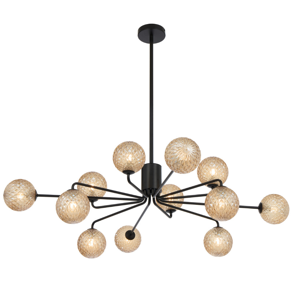 Felton 12 Light Pendant Black & Amber - FELTON PE12BKAMT