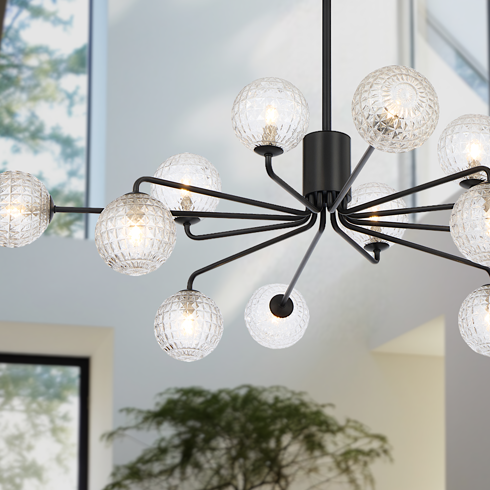 Felton 12 Light Pendant Black & Clear - FELTON PE12BKCLP