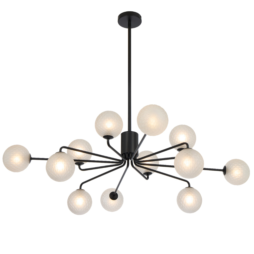 Felton 12 Light Pendant Black & Frost - FELTON PE12BKFRT
