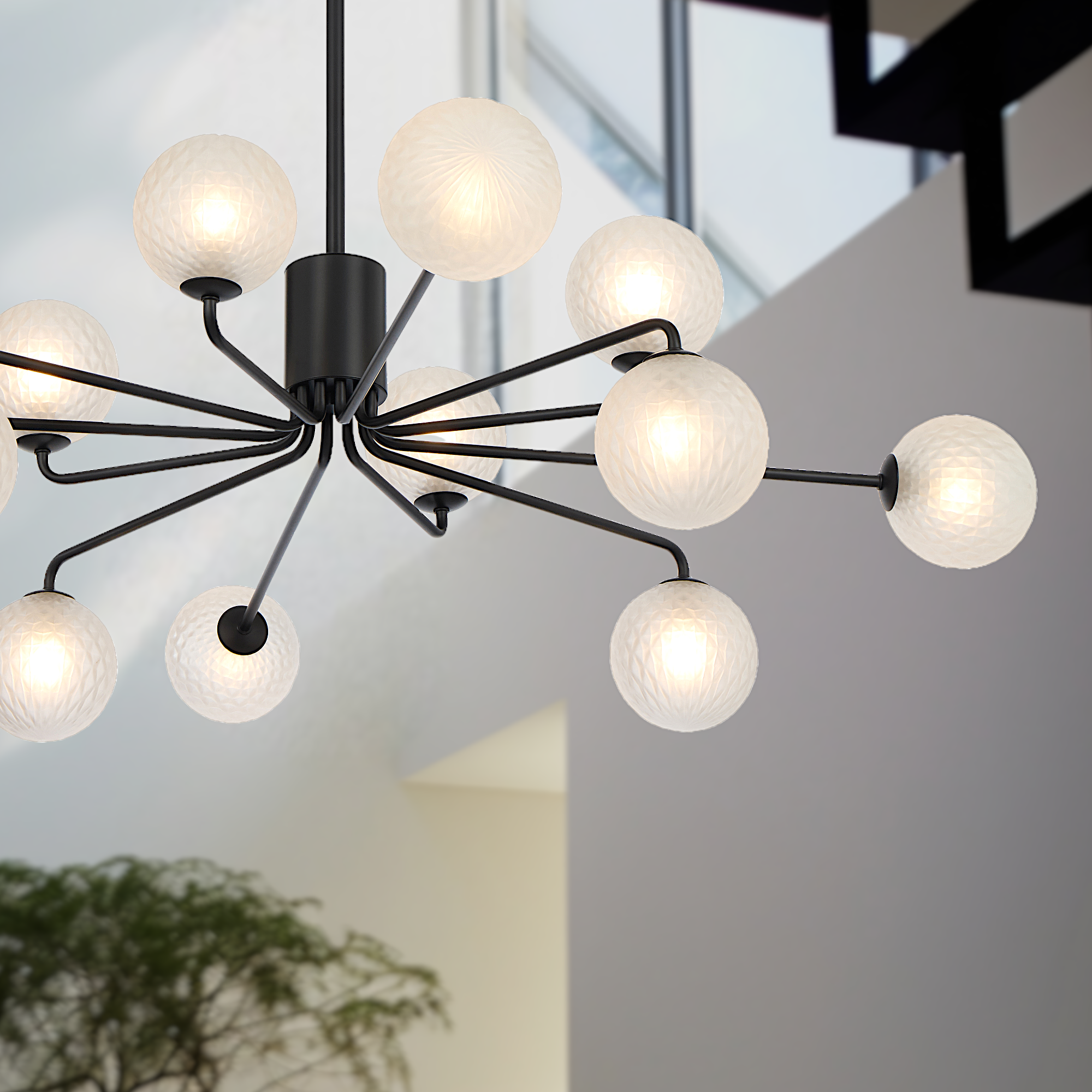 Felton 12 Light Pendant Black & Frost - FELTON PE12BKFRT