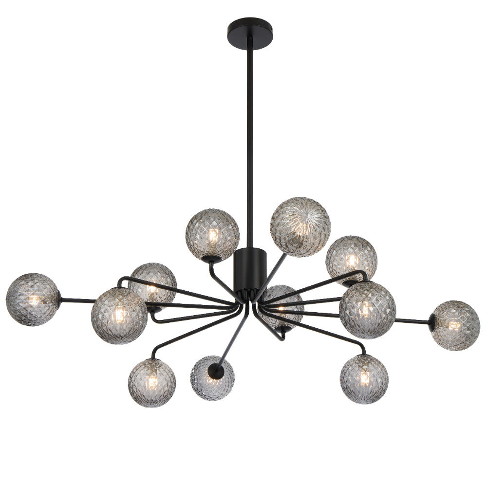 Felton 12 Light Pendant Black & Smoke Tear - FELTON PE12BKSMT
