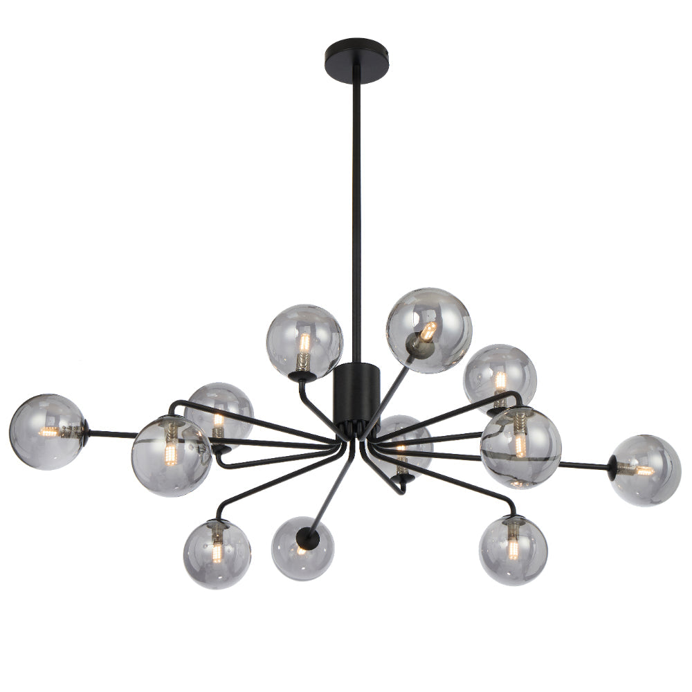 Felton 12 Light Pendant Black & Smoke - FELTON PE12BKSM
