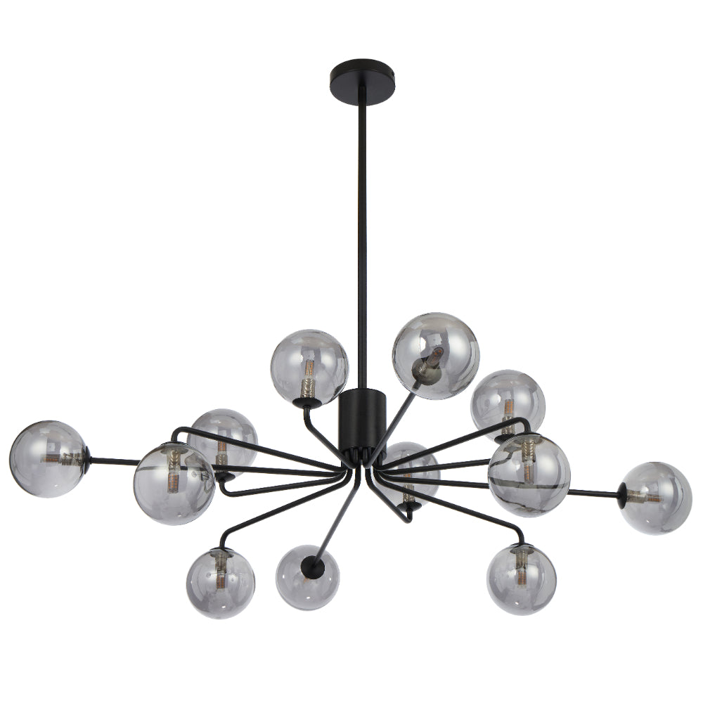 Felton 12 Light Pendant Black & Smoke - FELTON PE12BKSM