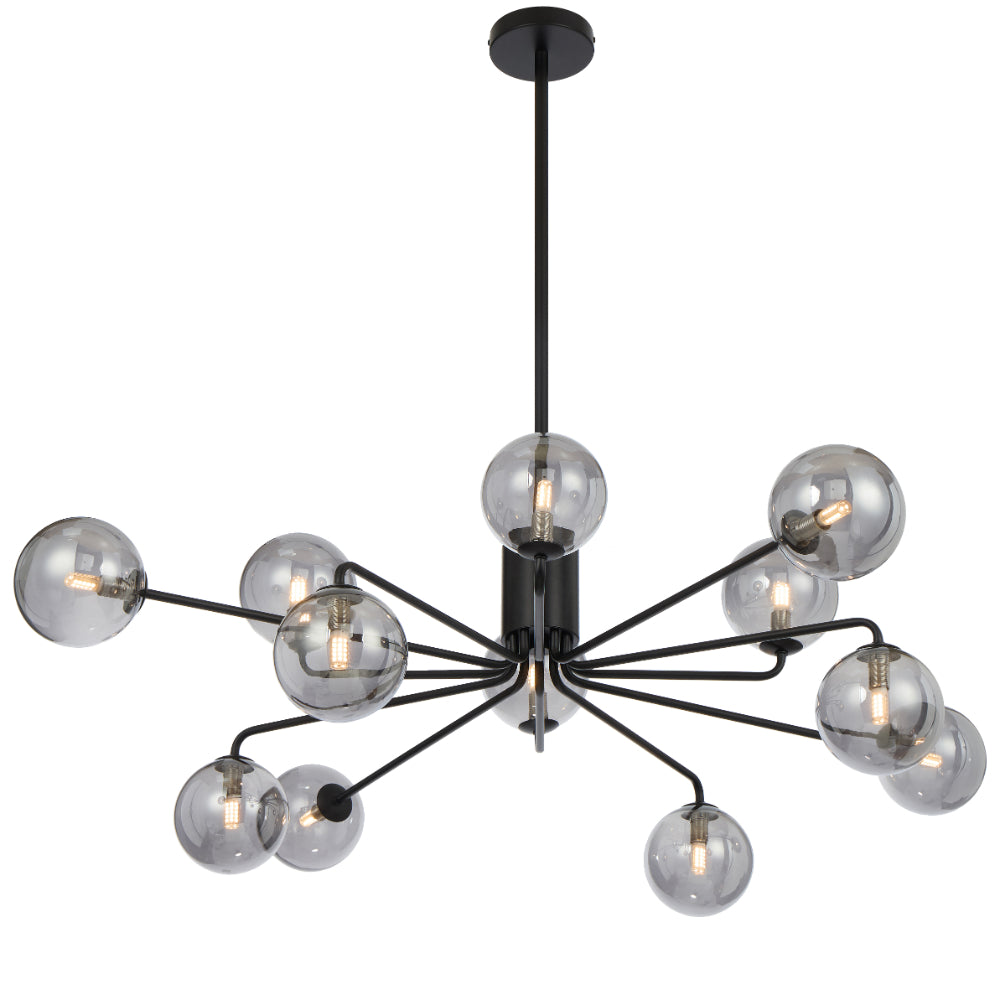 Felton 12 Light Pendant Black & Smoke - FELTON PE12BKSM