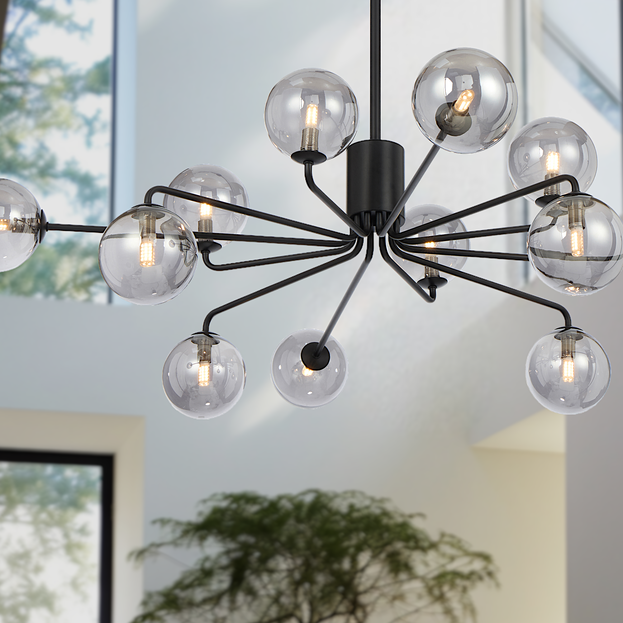 Felton 12 Light Pendant Black & Smoke - FELTON PE12BKSM