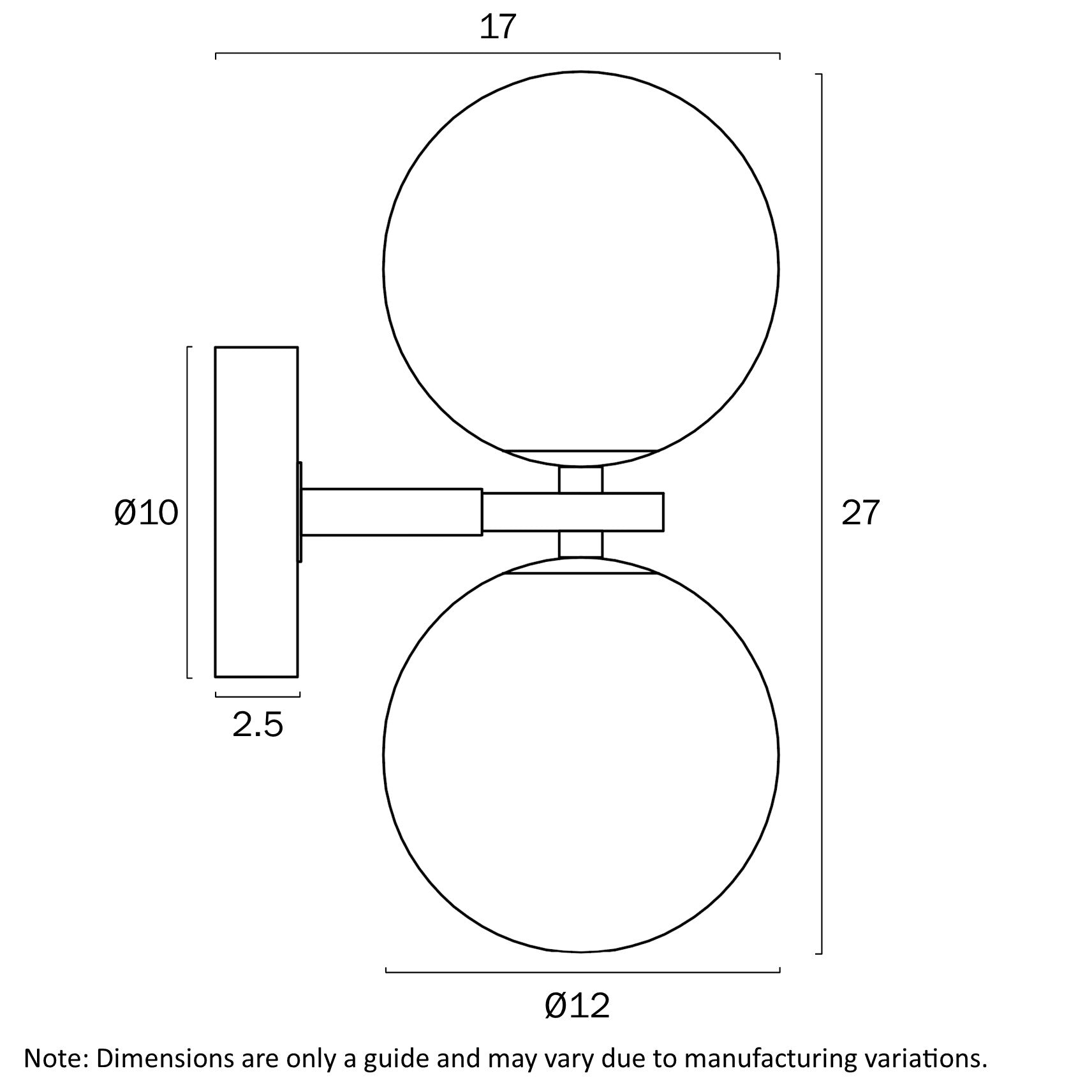 Felton 2 Light Wall Light Black & Clear - FELTON WB2-BKCLP