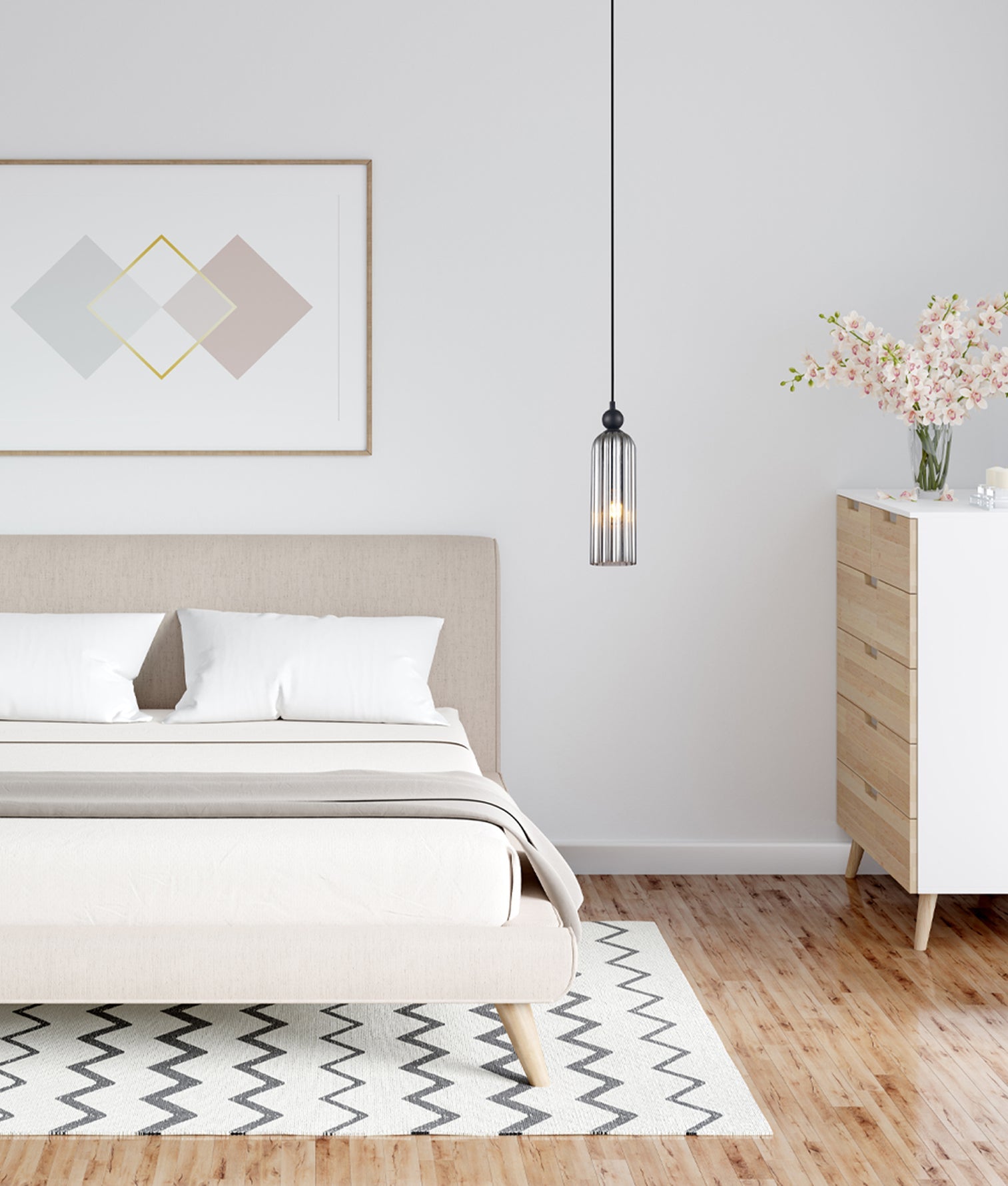 Flauta Round Top Cylinder Ribbed Pendant Light Smokey Black - FLAUTA1