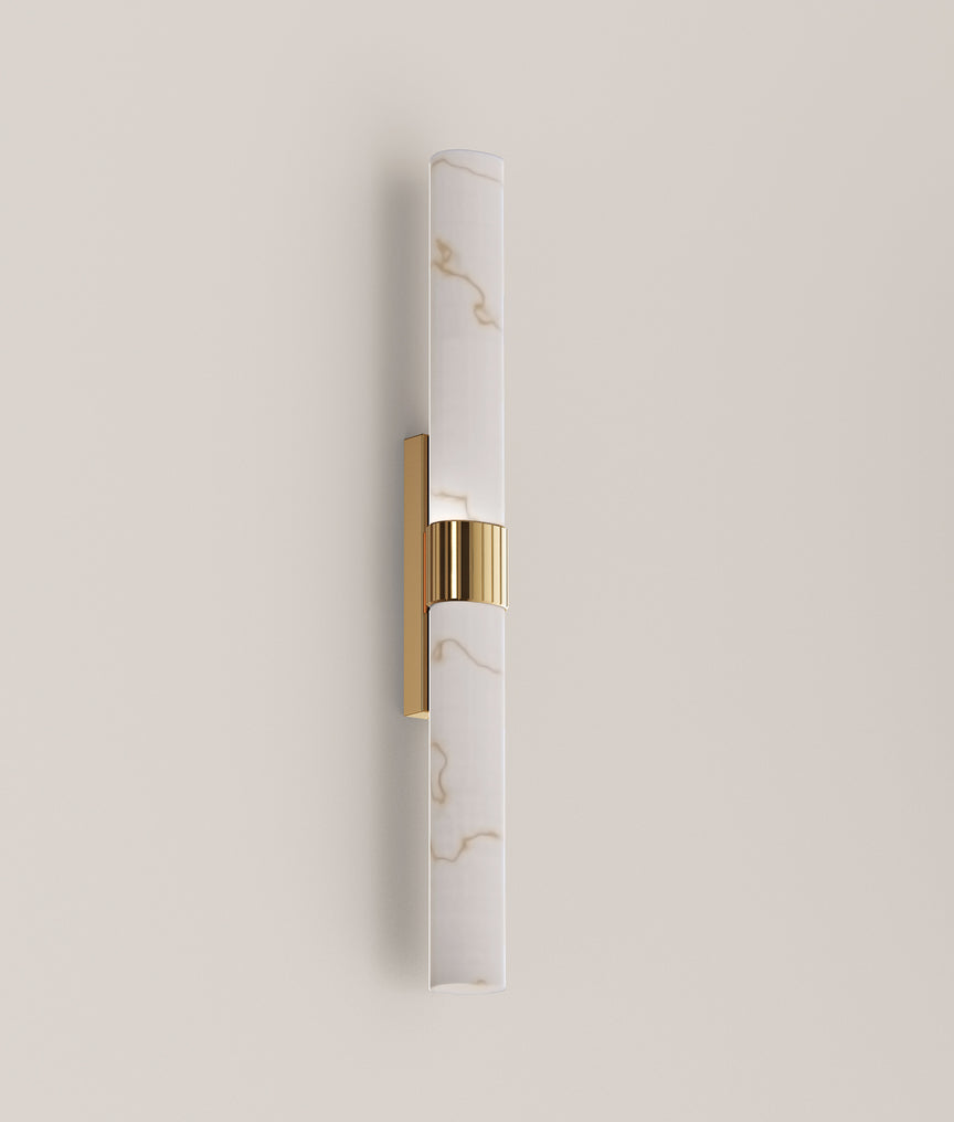 Flecha Large LED Wall Light Curved Faux Marble With Veining Effect 14W Tri Colour Brass - FLECHA1L