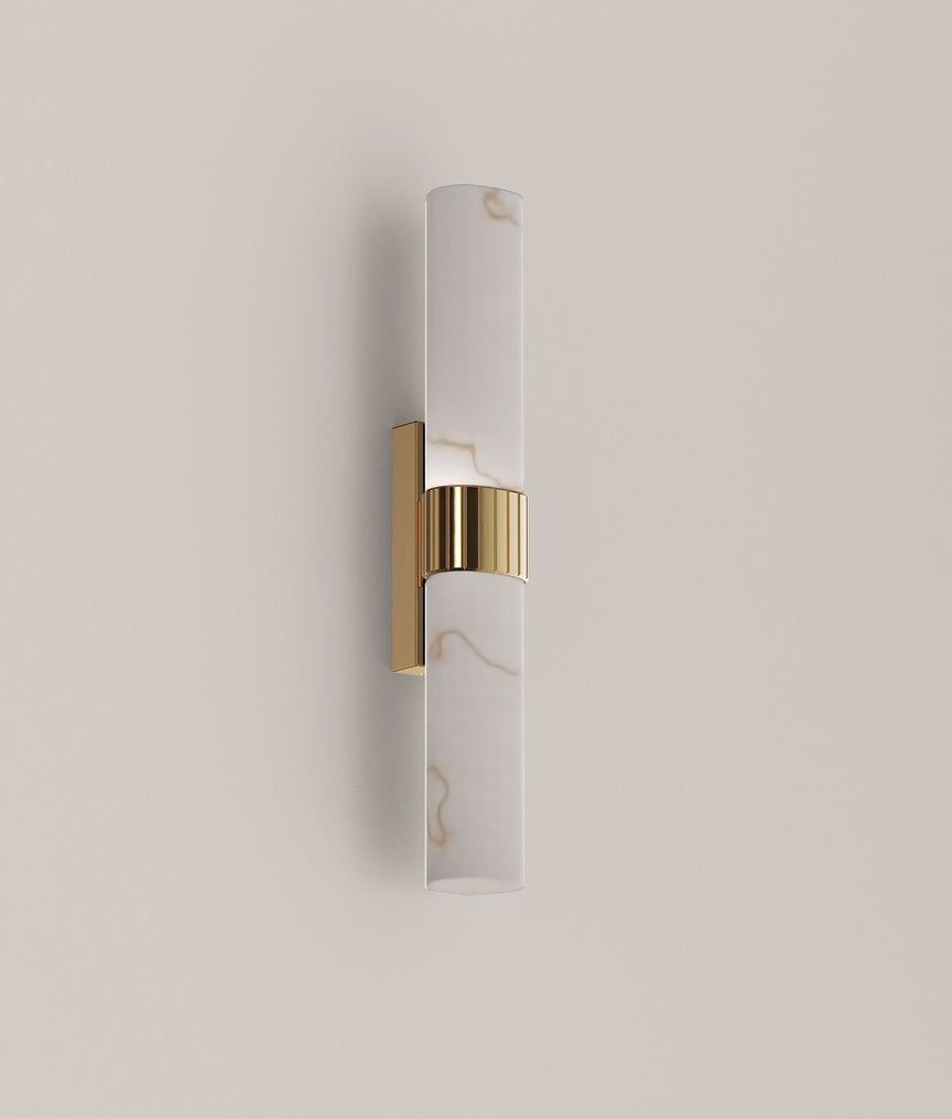 Flecha Medium LED Wall Light Curved Faux Marble With Veining Effect 9W Tri Colour Brass - FLECHA1M