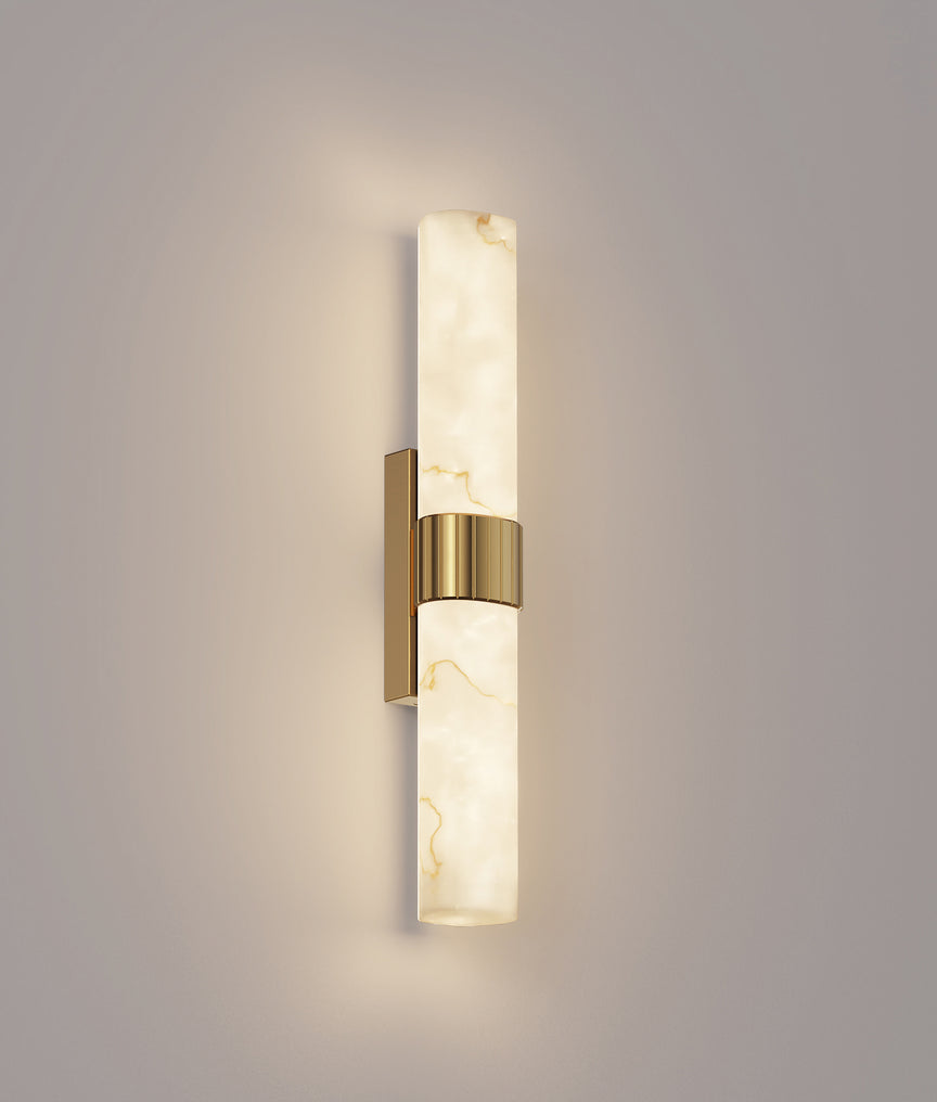 Flecha Medium LED Wall Light Curved Faux Marble With Veining Effect 9W Tri Colour Brass - FLECHA1M