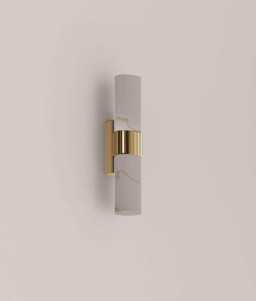 Flecha Small LED Wall Light Curved Faux Marble With Veining Effect 6.3W Tri Colour Brass - FLECHA1S