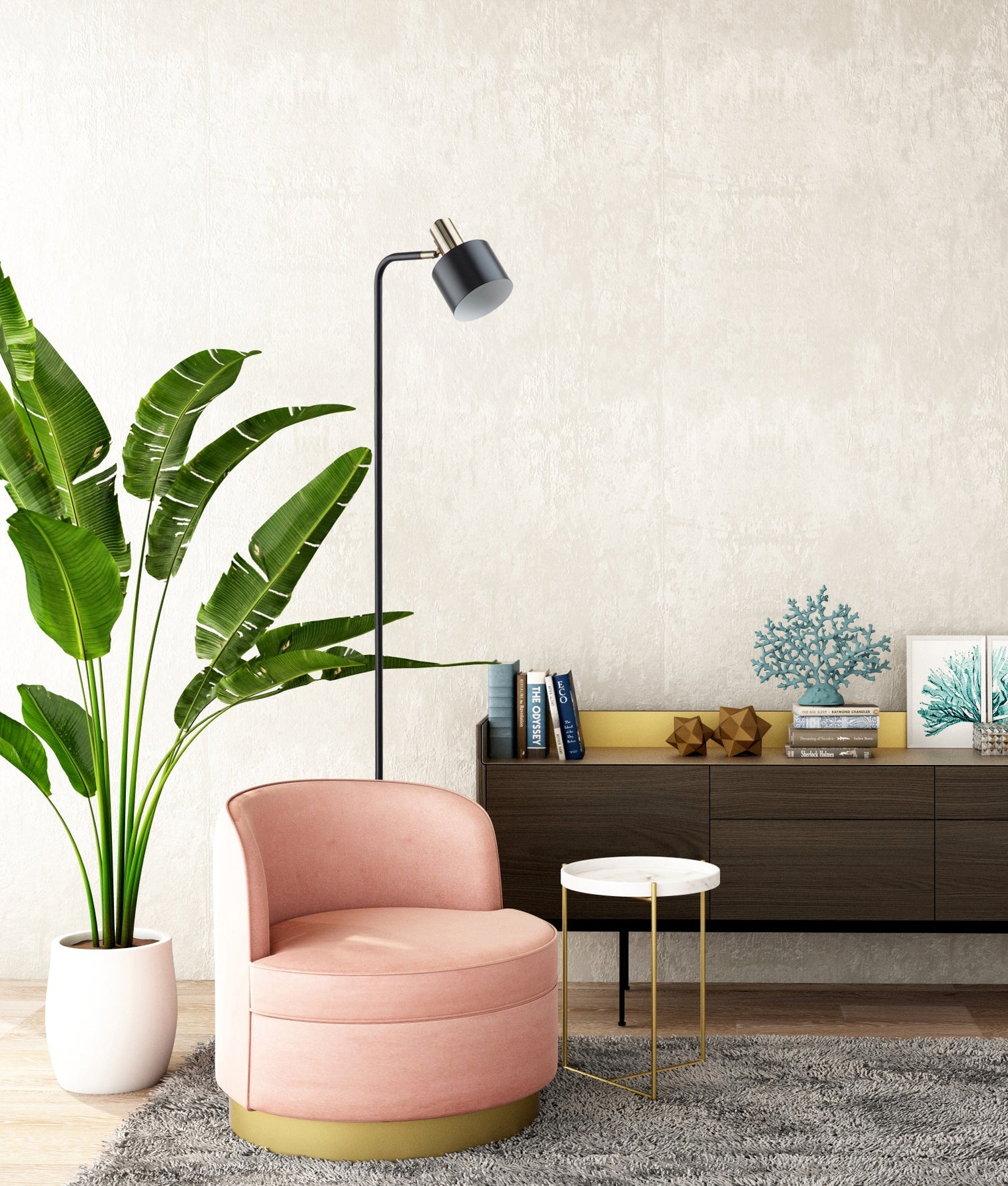 Flotar Floor Lamp Black Base With Black Shade - FLOTAR-F1