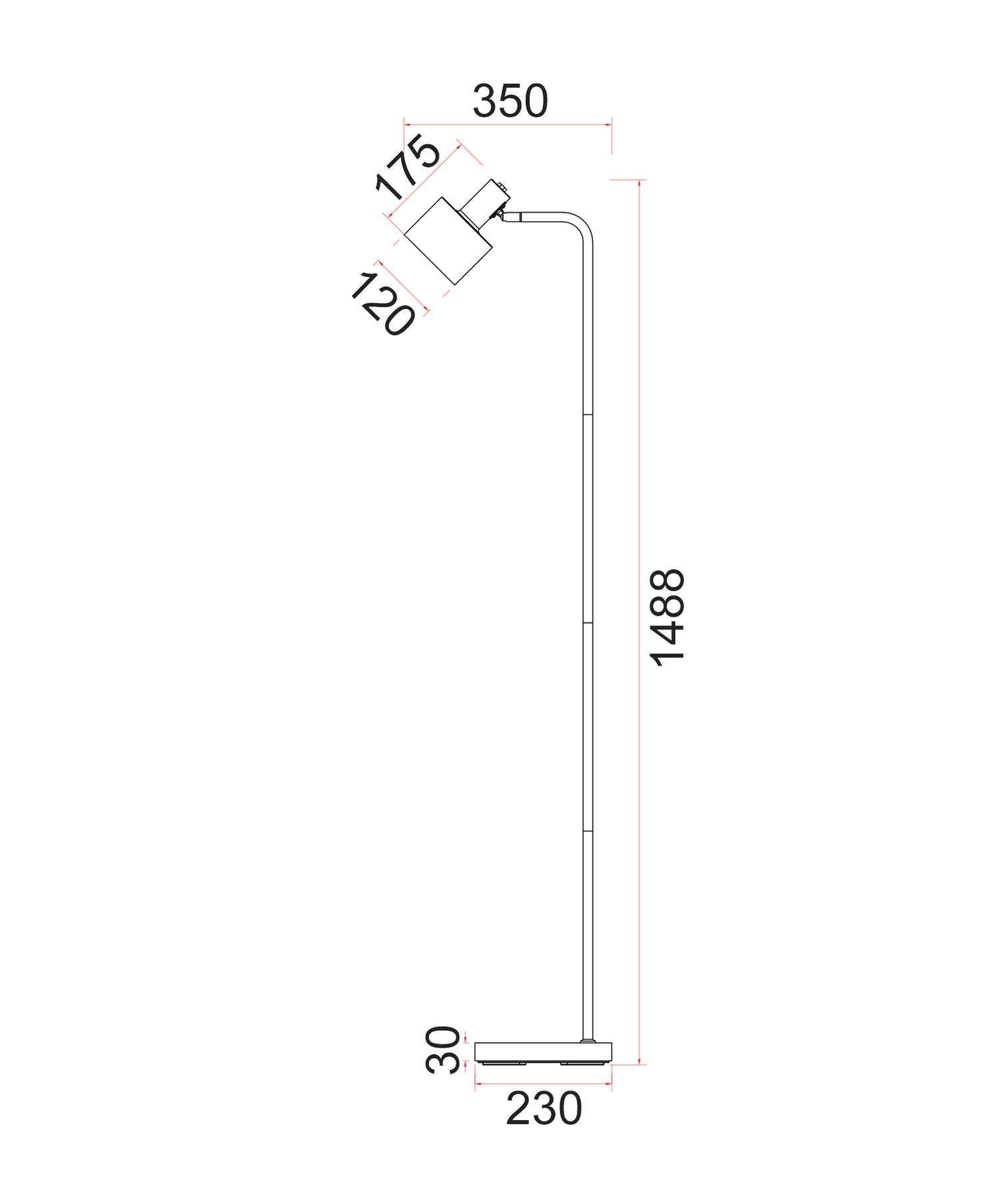 Flotar Floor Lamp Black Base With Black Shade - FLOTAR-F1