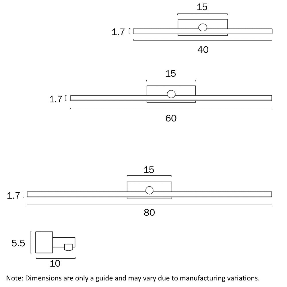 Buy Bathroom Vanity Lights Australia FOLEY Bathroom Vanity Light W800mm Black 3CCT - FOLEY WB80-BK3C