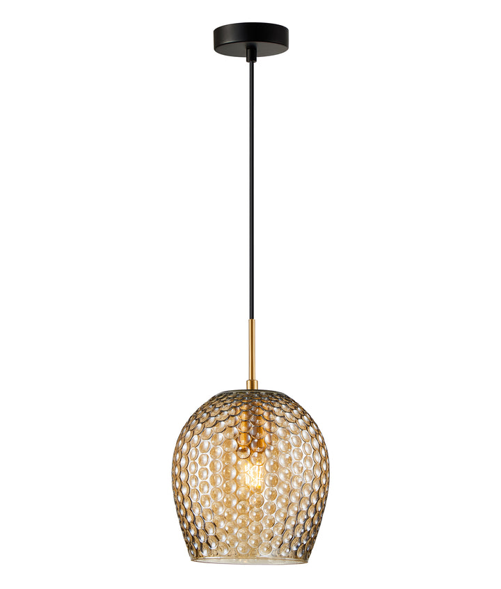 Fossetta Pendant Light Iron & Glass Amber - FOSSETTA1