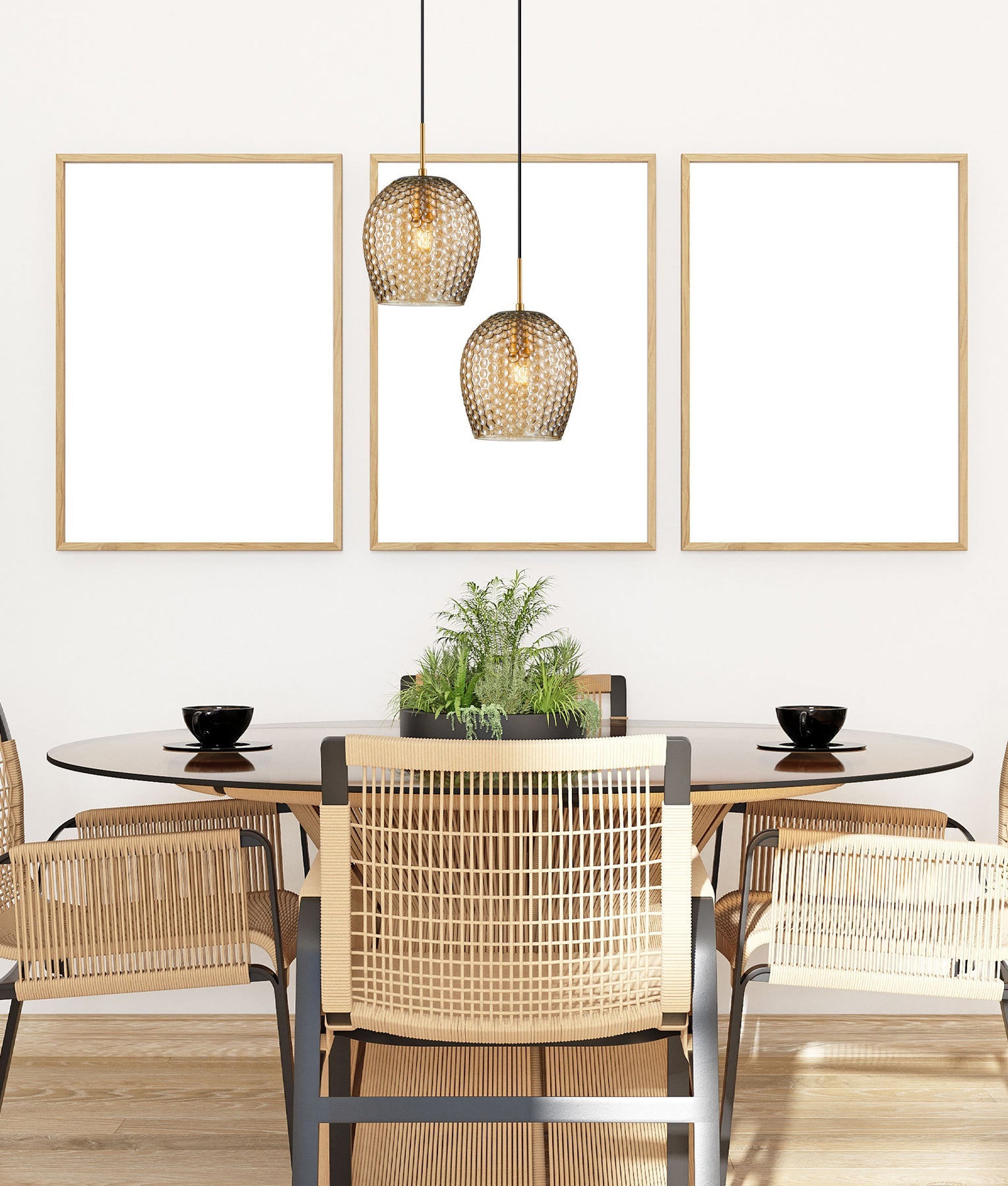 Fossetta Pendant Light Iron & Glass Amber - FOSSETTA1