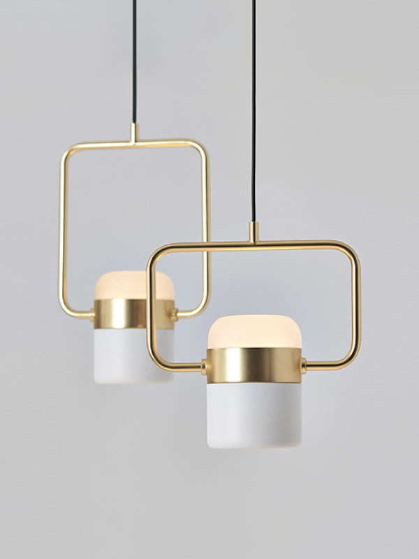 Ling Horizontal Pendant White & Brass - SE S/LING/H/WH/BR