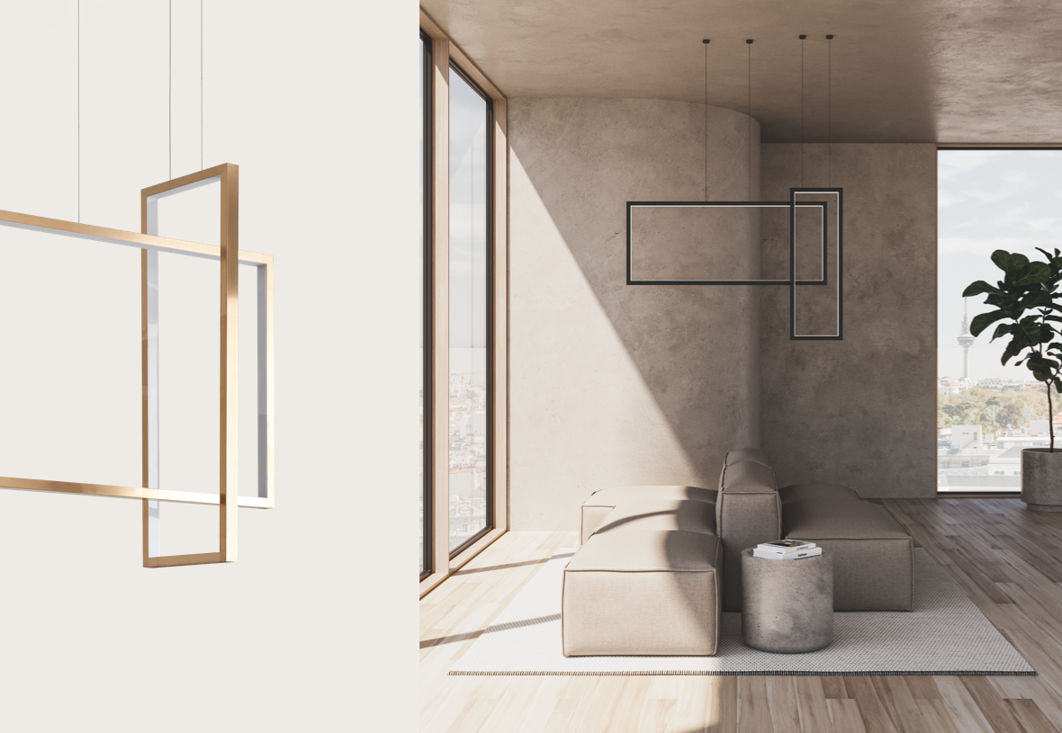 Frame 1200mm Pendant Light 36W 3000K Bronze or Matt Black