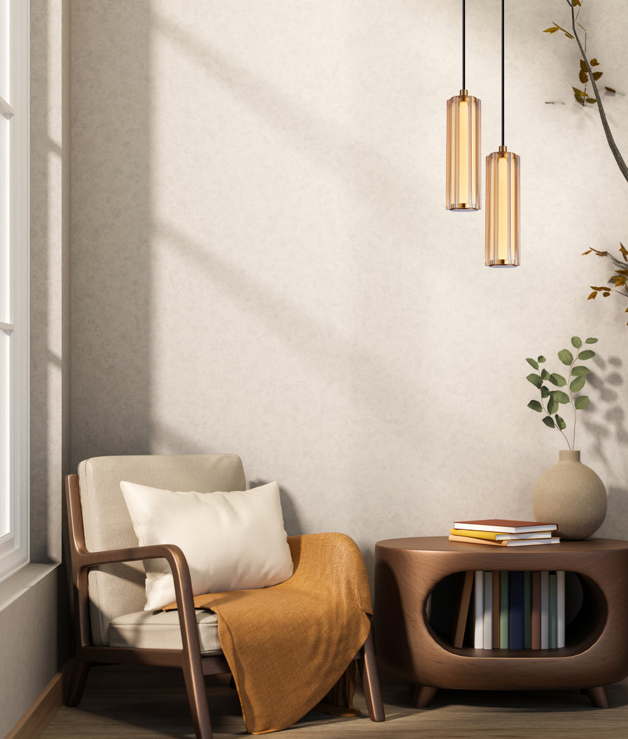 Freccia LED Curve Cylinder Pendant Light 3W Tri Colour Clear Glass - FRECCIA2