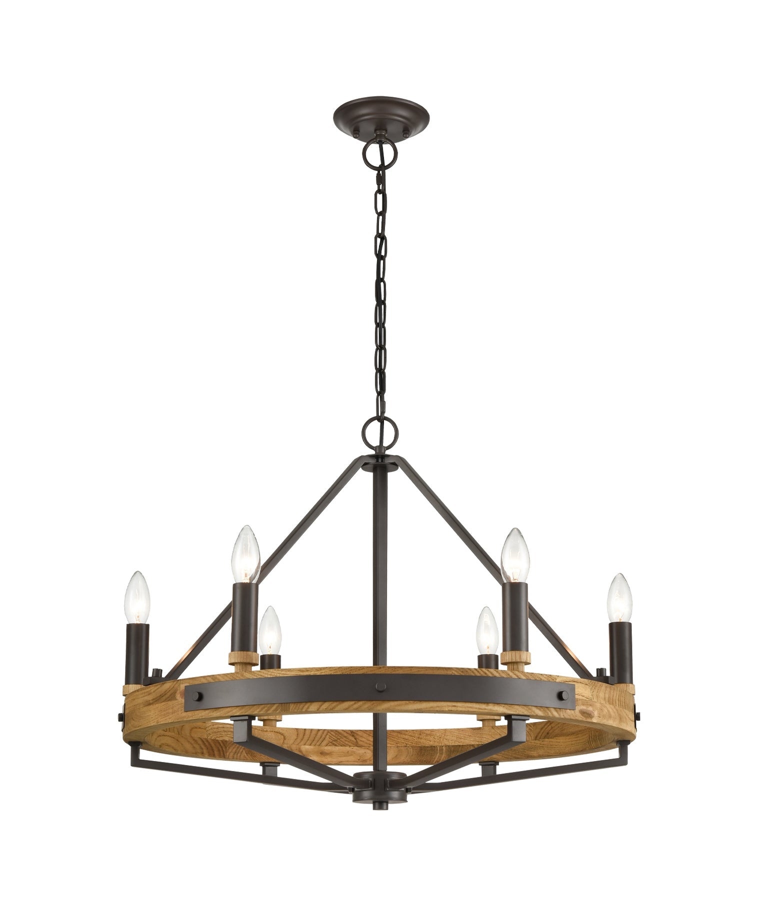 Funale 6 Light Pendant Natural Wood - FUNALE1