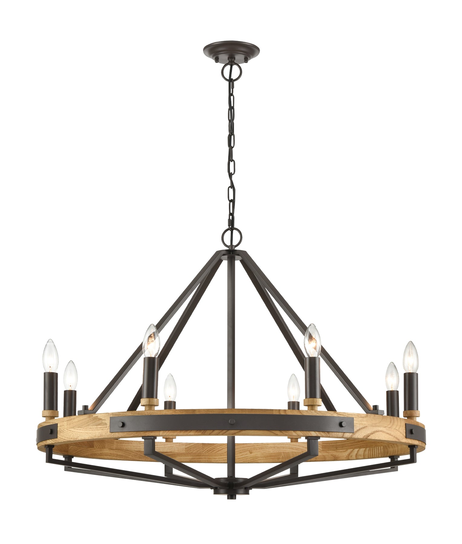 Funale 8 Light Pendant Natural Wood - FUNALE2