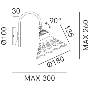 Fiori Di Pizzo 300mm Wall Light Pre Aged & White - IL.065.19.OC