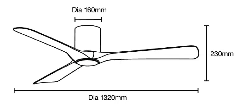 Fresno DC Ceiling Fan With LED Light 52" 3 Blade Matt Black With WIFI Remote - MFDC1333M