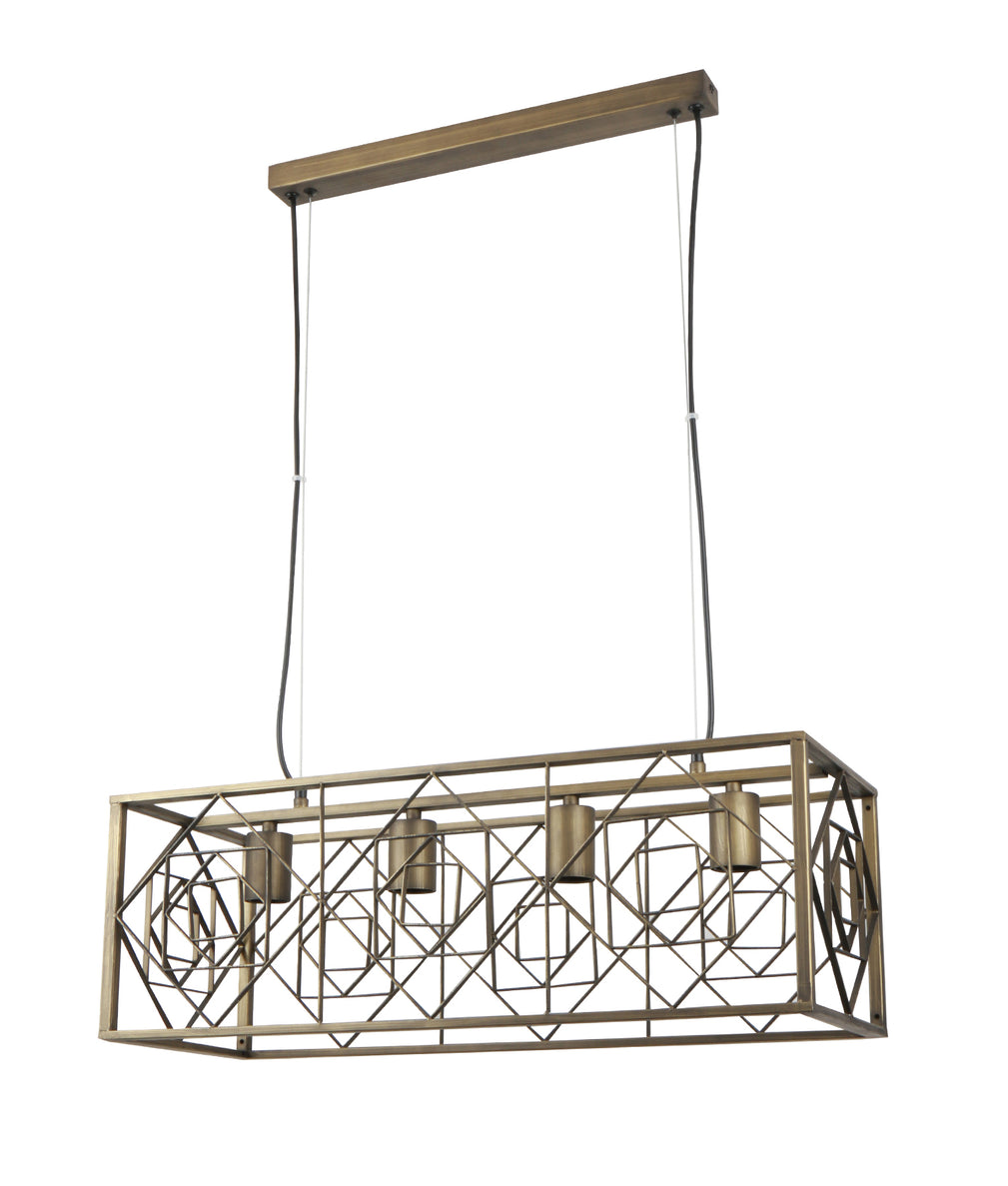 Gagga Rectangular Cage Pendant Light Antique Brass - GAGGIA1