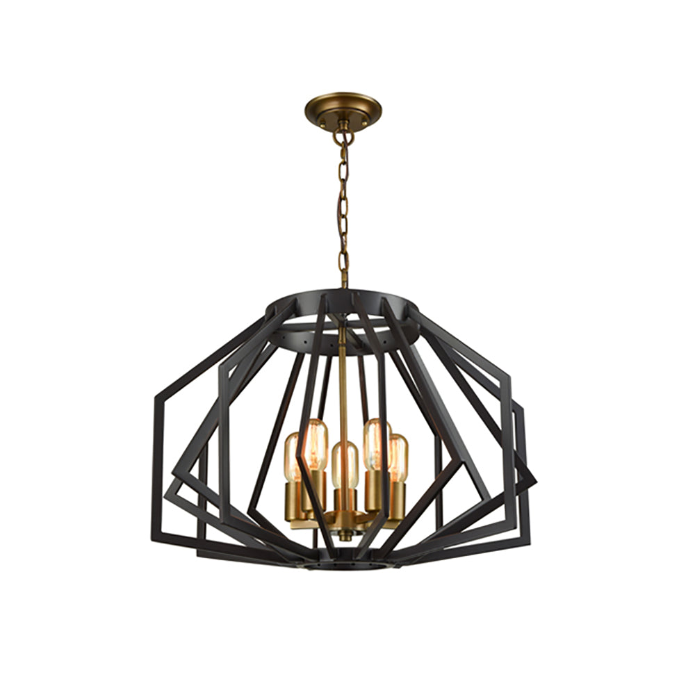 Buy Pendant Lights Australia Gamba 5 Light Oiled Bronze Wide Cage Pendant - GAMBA1