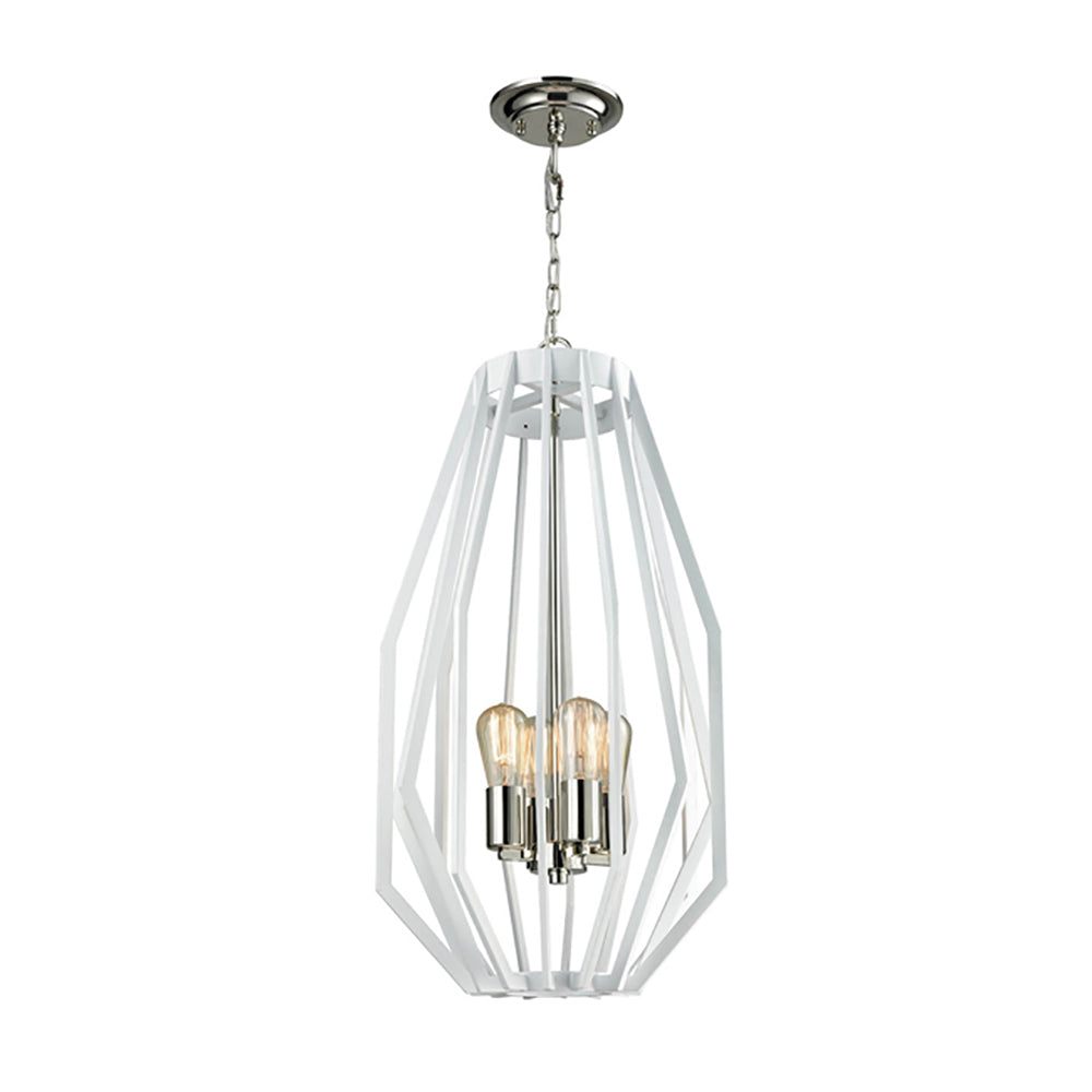 Gamba 4 Light White Narrow Cage Pendant - GAMBA4