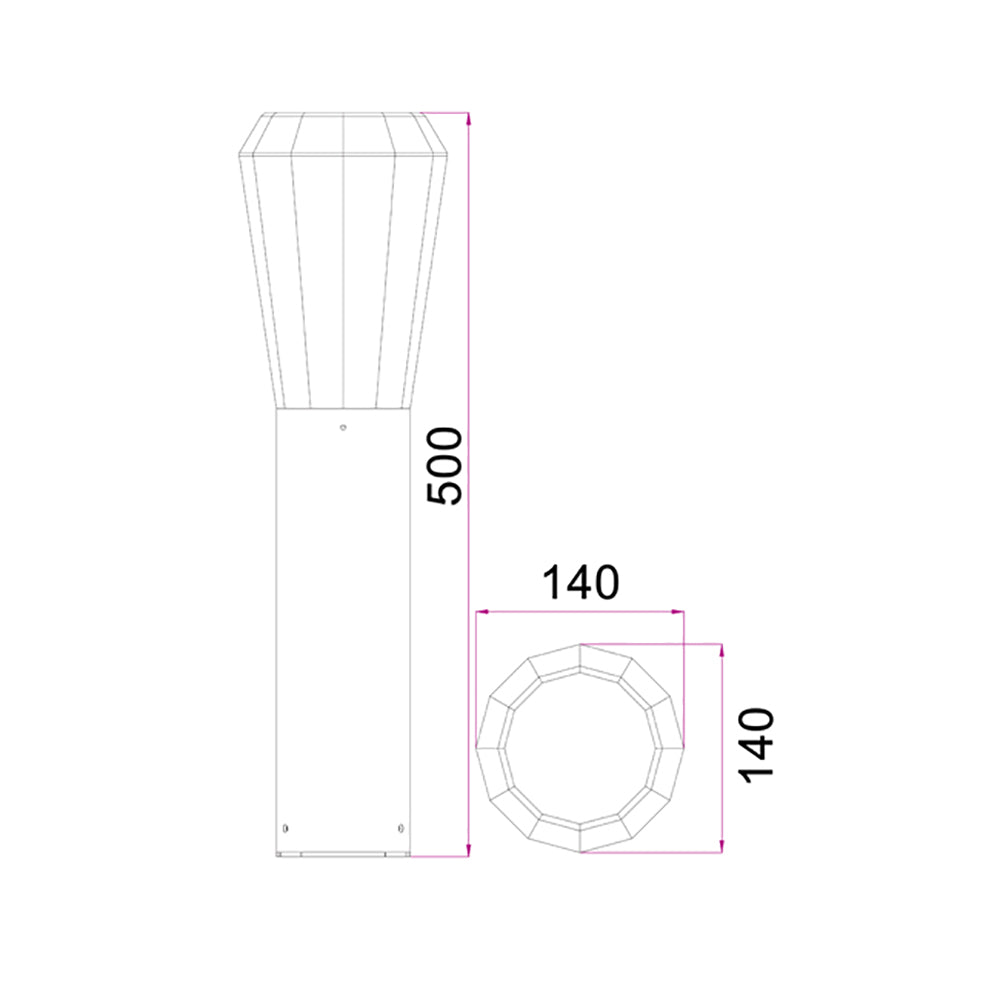 Buy Bollard Lights Australia GEB Exterior LED Bollar Dark Grey 13W 3000K IP54 500mm - GEB2