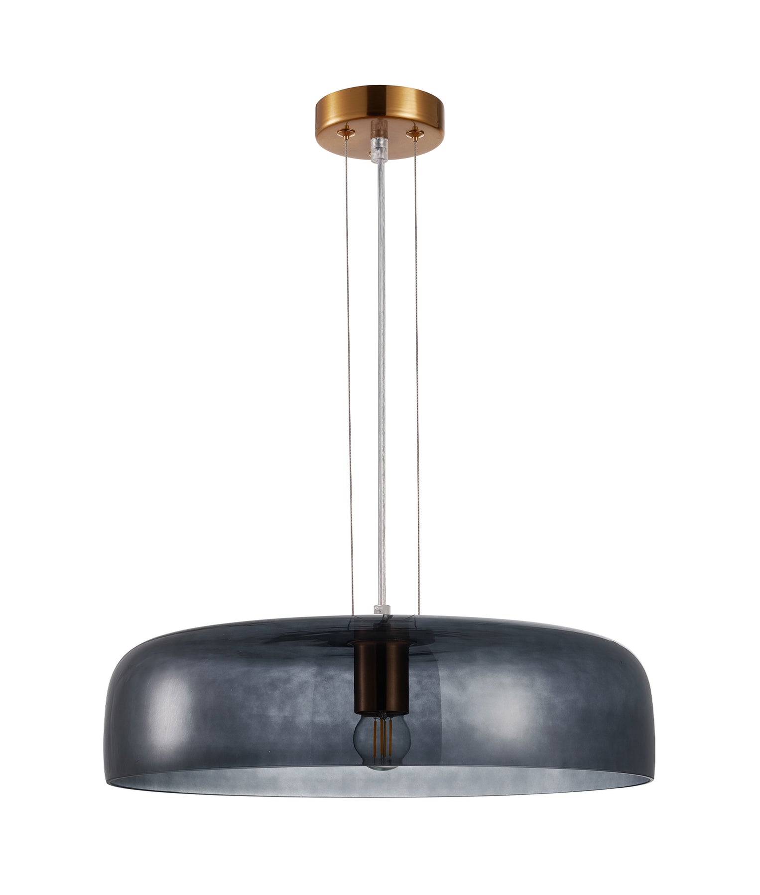 Gelatina Dome Glass With Brass Highlight Pendant Smokey Black - GELATINA1