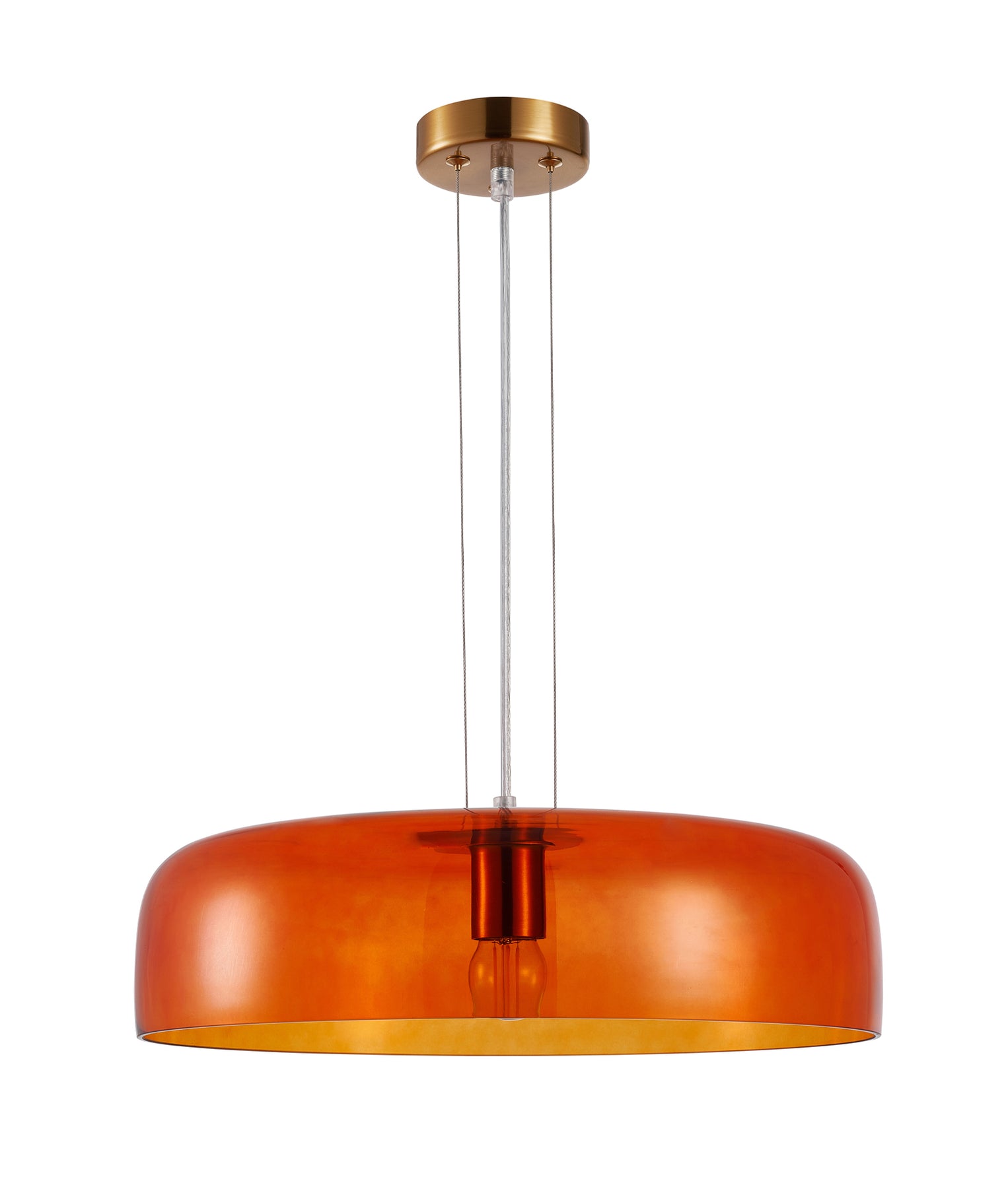 Gelatina Dome Glass With Brass Highlight Pendant Orange - GELATINA2